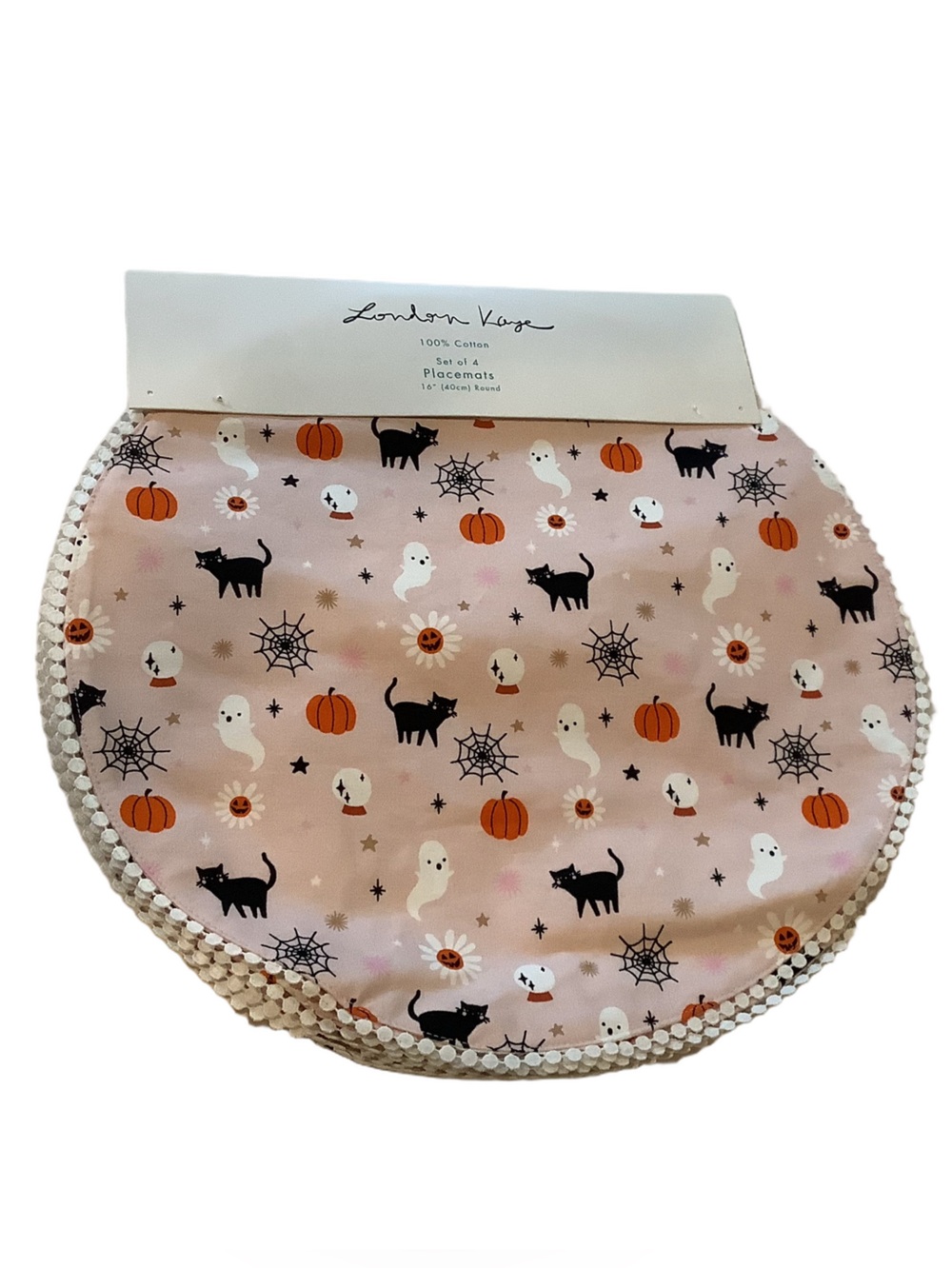 London Kaye Halloween Spooky Daisy Cat Ghost Placemats 4 New